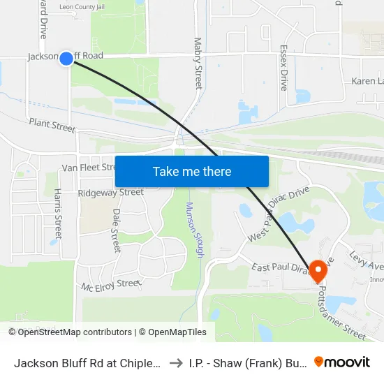 Jackson Bluff Rd at Chipley St Eb to I.P. - Shaw (Frank) Building map