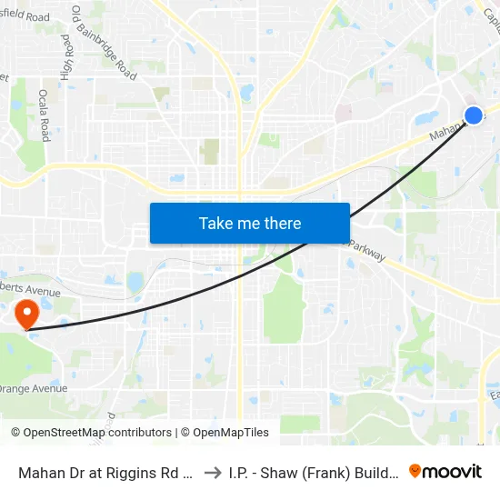 Mahan Dr at Riggins Rd Wb to I.P. - Shaw (Frank) Building map