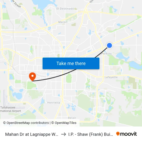 Mahan Dr at Lagniappe Way Eb to I.P. - Shaw (Frank) Building map