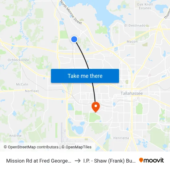 Mission Rd at Fred George Rd Sb to I.P. - Shaw (Frank) Building map