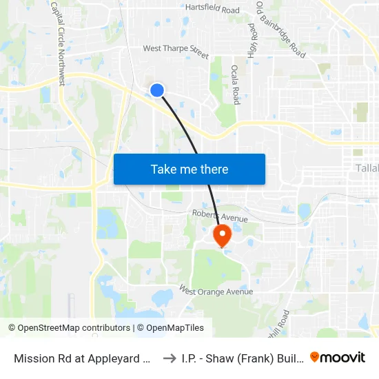 Mission Rd at Appleyard Dr Wb to I.P. - Shaw (Frank) Building map