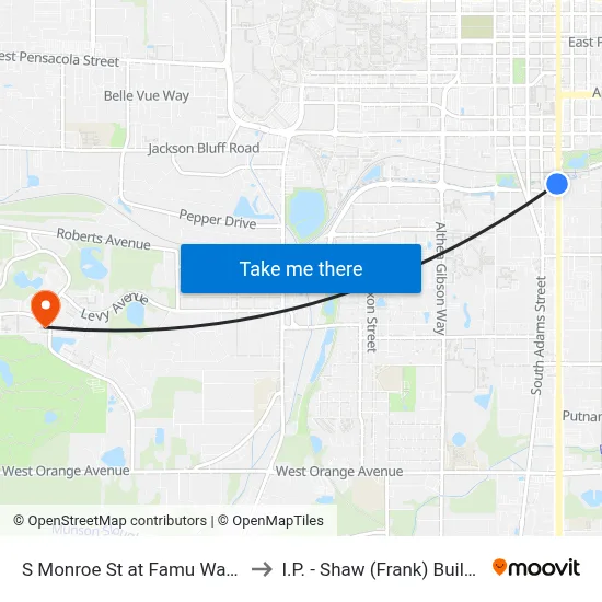 S Monroe St at Famu Way Sb to I.P. - Shaw (Frank) Building map