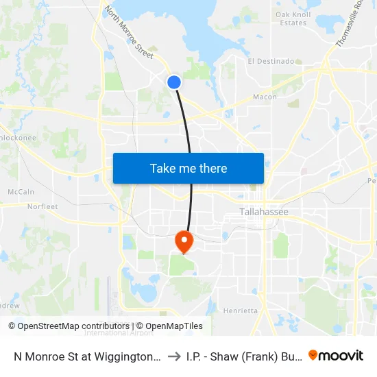 N Monroe St at Wiggington Rd Nb to I.P. - Shaw (Frank) Building map
