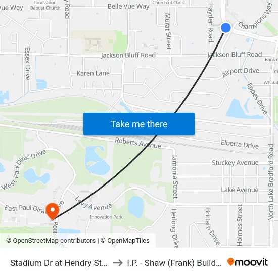 Stadium Dr at Hendry St Eb to I.P. - Shaw (Frank) Building map