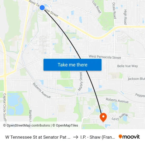 W Tennessee St at Senator Pat Thomas Blvd Wb to I.P. - Shaw (Frank) Building map