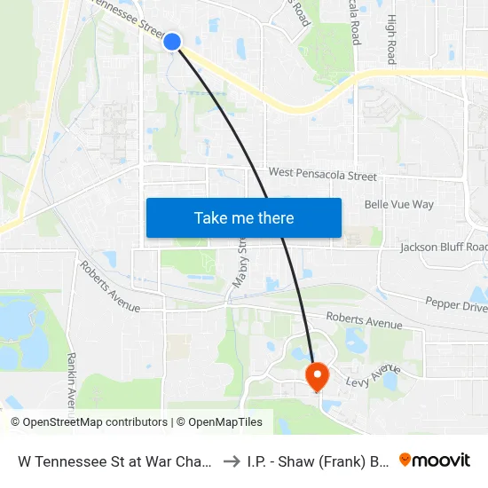 W Tennessee St at War Chant Dr Wb to I.P. - Shaw (Frank) Building map