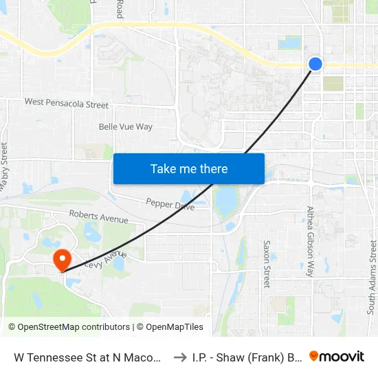 W Tennessee St at N Macomb St Wb to I.P. - Shaw (Frank) Building map
