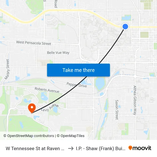 W Tennessee St at Raven St Wb to I.P. - Shaw (Frank) Building map
