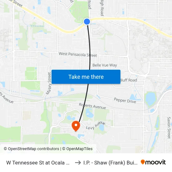W Tennessee St at Ocala Rd Wb to I.P. - Shaw (Frank) Building map