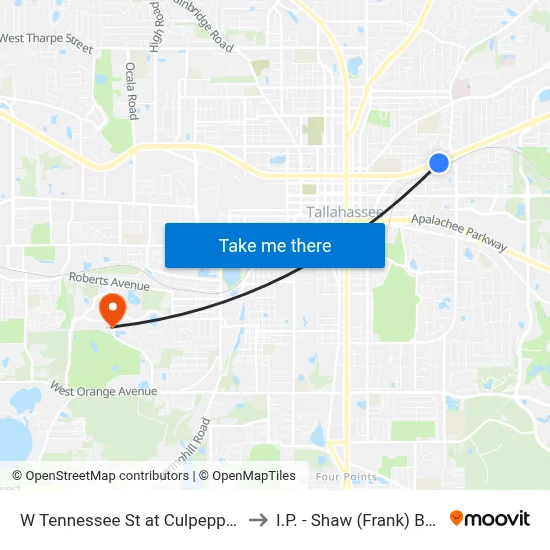 W Tennessee St at Culpepper Dr Eb to I.P. - Shaw (Frank) Building map