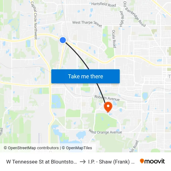 W Tennessee St at Blountstown St Wb to I.P. - Shaw (Frank) Building map