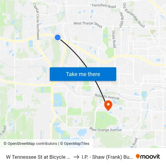 W Tennessee St at Bicycle Rd Wb to I.P. - Shaw (Frank) Building map