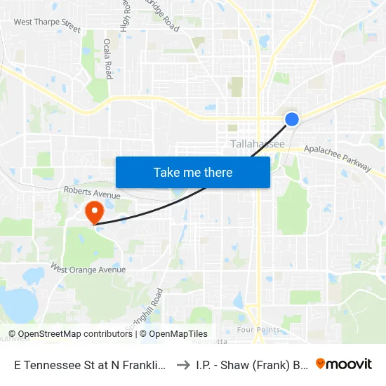 E Tennessee St at N Franklin Blvd Eb to I.P. - Shaw (Frank) Building map