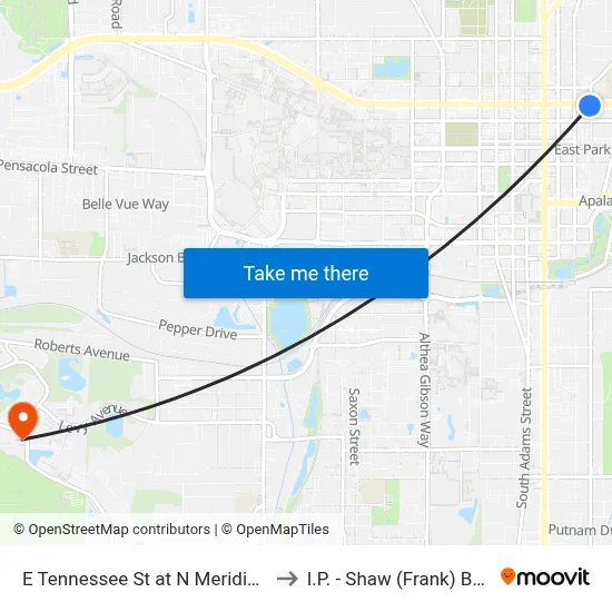 E Tennessee St at N Meridian St Eb to I.P. - Shaw (Frank) Building map