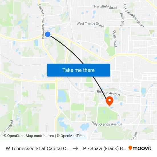 W Tennessee St at Capital Cir NW Wb to I.P. - Shaw (Frank) Building map