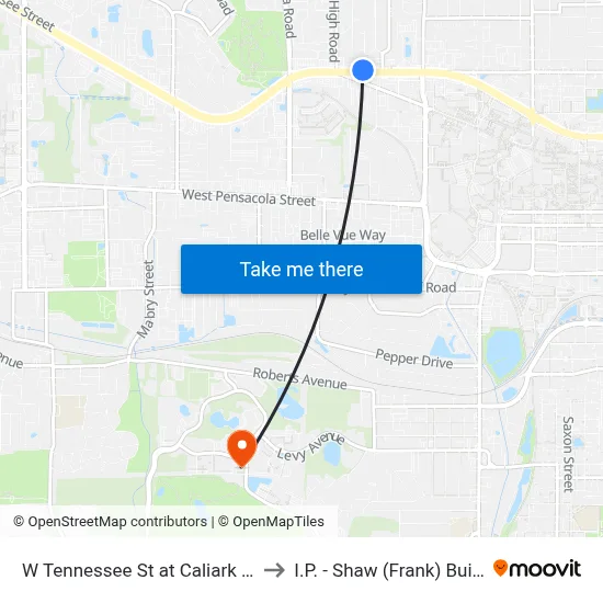 W Tennessee St at Caliark St Wb to I.P. - Shaw (Frank) Building map