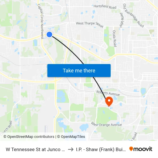 W Tennessee St at Junco Ct Eb to I.P. - Shaw (Frank) Building map