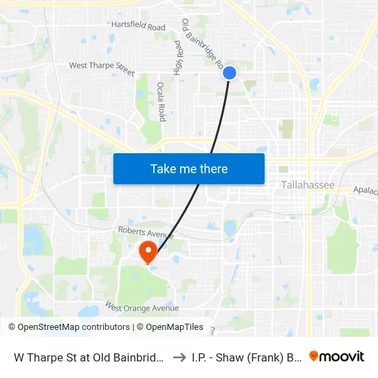 W Tharpe St at Old Bainbridge Rd Eb to I.P. - Shaw (Frank) Building map