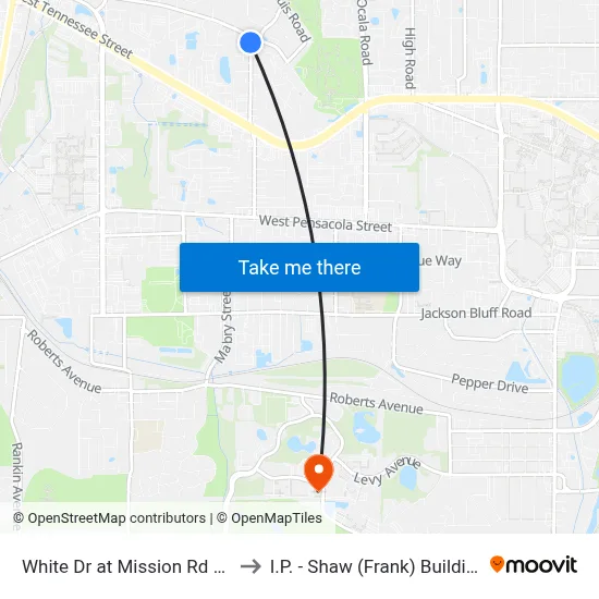 White Dr at Mission Rd Nb to I.P. - Shaw (Frank) Building map