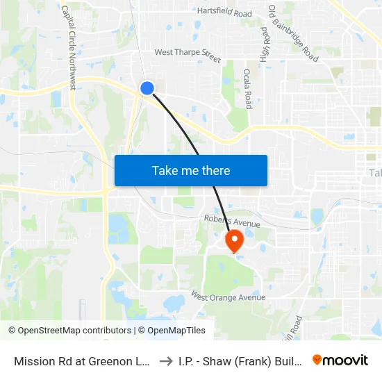 Mission Rd at Greenon Ln Sb to I.P. - Shaw (Frank) Building map