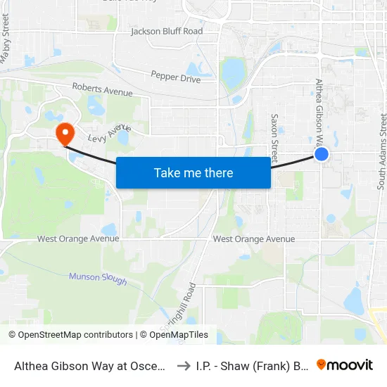 Althea Gibson Way at Osceola St Nb to I.P. - Shaw (Frank) Building map