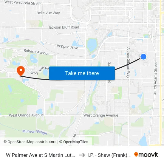 W Palmer Ave at S Martin Luther King Blvd to I.P. - Shaw (Frank) Building map