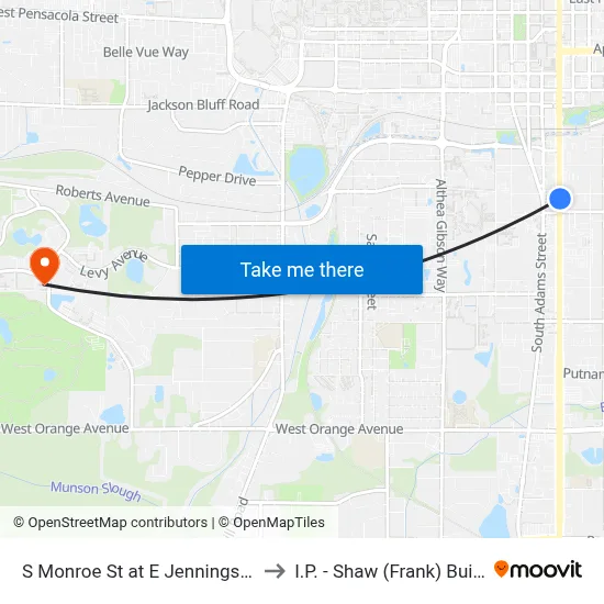 S Monroe St at E Jennings St Nb to I.P. - Shaw (Frank) Building map