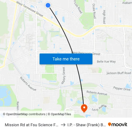 Mission Rd at Fsu Science Facility Eb to I.P. - Shaw (Frank) Building map