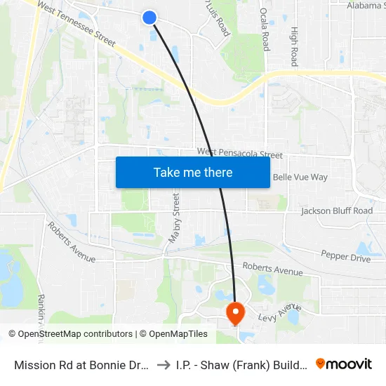 Mission Rd at Bonnie Dr Eb to I.P. - Shaw (Frank) Building map