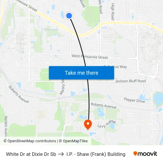 White Dr at Dixie Dr Sb to I.P. - Shaw (Frank) Building map