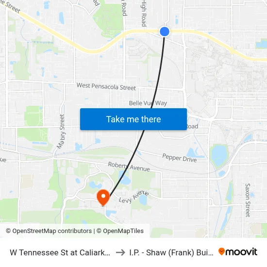 W Tennessee St at Caliark St Eb to I.P. - Shaw (Frank) Building map