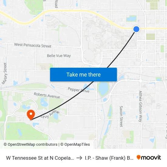 W Tennessee St at N Copeland St Eb to I.P. - Shaw (Frank) Building map