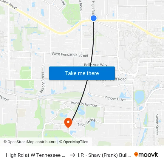 High Rd at W Tennessee St Sb to I.P. - Shaw (Frank) Building map