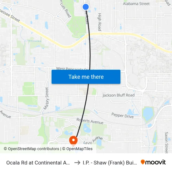 Ocala Rd at Continental Ave Nb to I.P. - Shaw (Frank) Building map