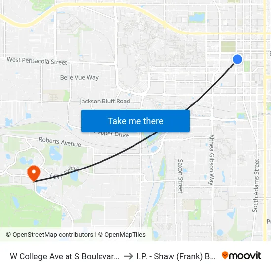 W College Ave at S Boulevard St Wb to I.P. - Shaw (Frank) Building map