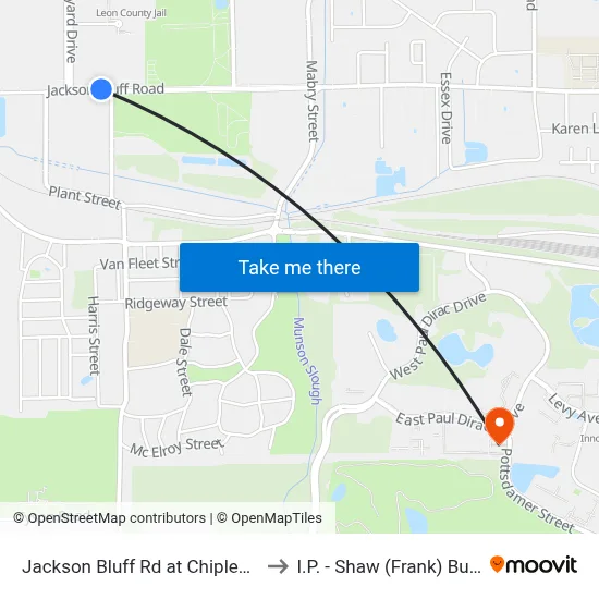 Jackson Bluff Rd at Chipley St Wb to I.P. - Shaw (Frank) Building map