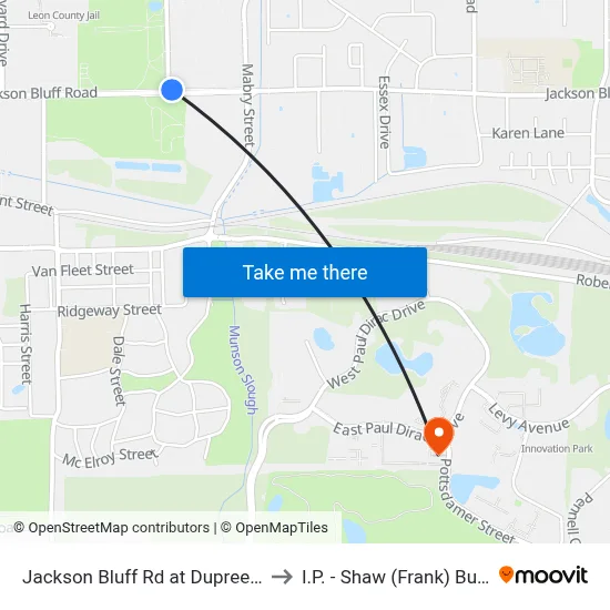 Jackson Bluff Rd at Dupree St Wb to I.P. - Shaw (Frank) Building map