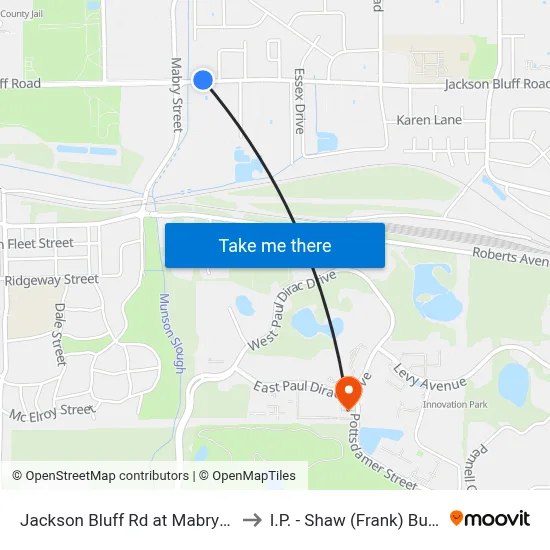 Jackson Bluff Rd at Mabry St Wb to I.P. - Shaw (Frank) Building map