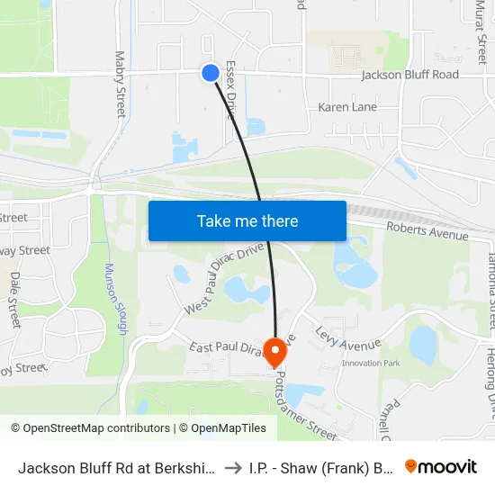 Jackson Bluff Rd at Berkshire Dr Eb to I.P. - Shaw (Frank) Building map