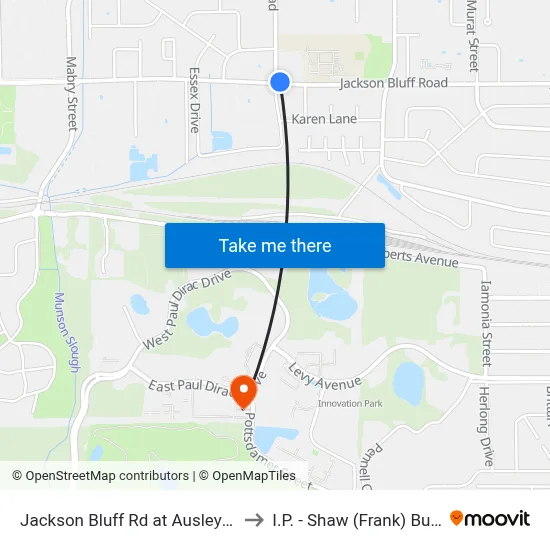 Jackson Bluff Rd at Ausley Rd Wb to I.P. - Shaw (Frank) Building map