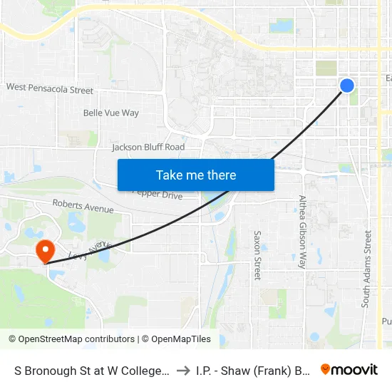 S Bronough St at W College Ave Sb to I.P. - Shaw (Frank) Building map