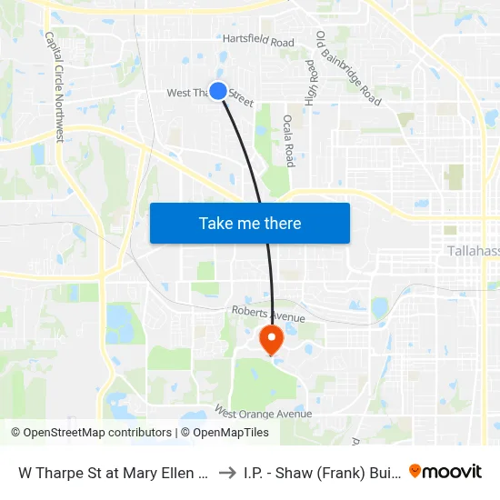 W Tharpe St at Mary Ellen Dr Wb to I.P. - Shaw (Frank) Building map
