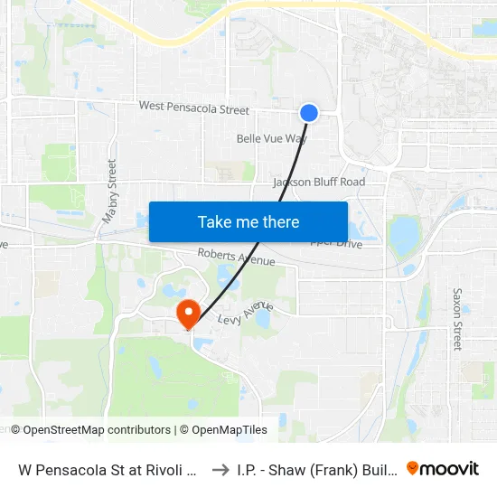 W Pensacola St at Rivoli Rd Eb to I.P. - Shaw (Frank) Building map