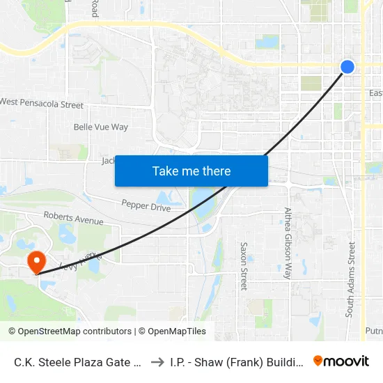 C.K. Steele Plaza Gate 12 to I.P. - Shaw (Frank) Building map