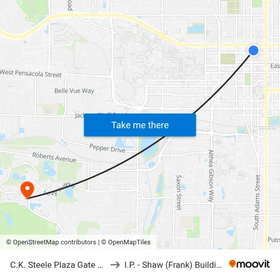 C.K. Steele Plaza Gate 18 to I.P. - Shaw (Frank) Building map
