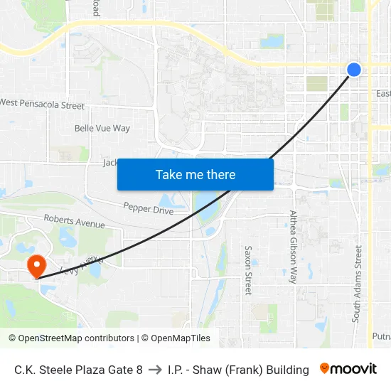 C.K. Steele Plaza Gate 8 to I.P. - Shaw (Frank) Building map