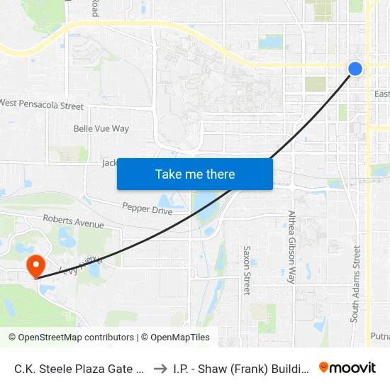 C.K. Steele Plaza Gate 14 to I.P. - Shaw (Frank) Building map