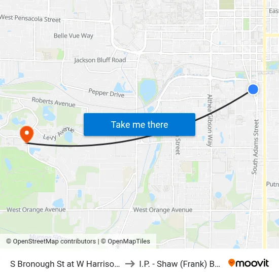 S Bronough St at W Harrison St Nb to I.P. - Shaw (Frank) Building map
