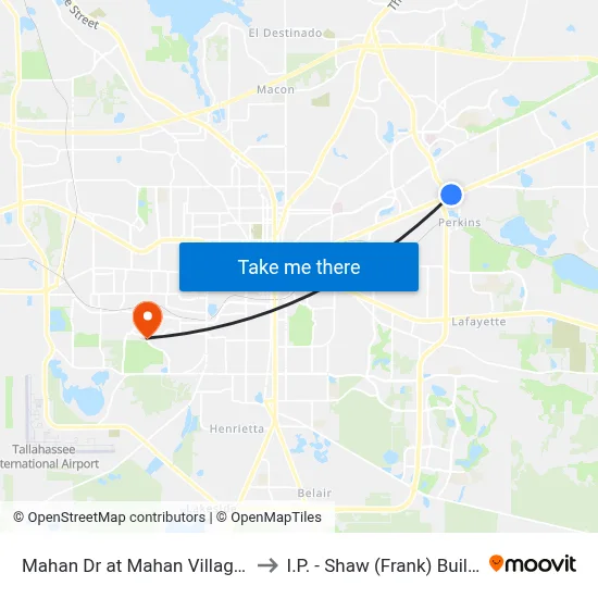 Mahan Dr at Mahan Village Wb to I.P. - Shaw (Frank) Building map