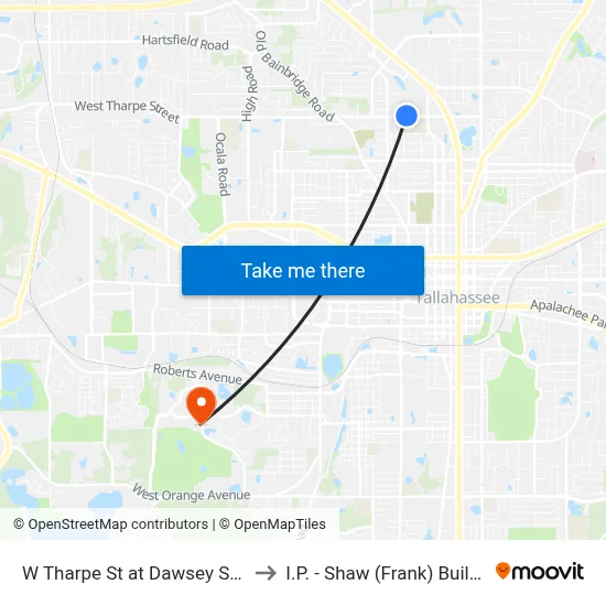 W Tharpe St at Dawsey St Wb to I.P. - Shaw (Frank) Building map